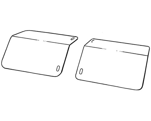 Deux plaques métalliques pliées en forme de L avec chacune deux trous de fixation ovales.
