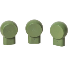 Trois capteurs de plantes FYTA Beam verts en plastique de forme ronde.
