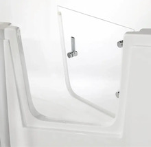 Baignoire pour seniors avec porte d accès intégrée et poignée en métal.