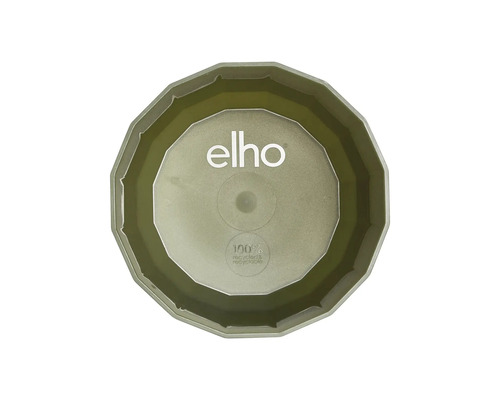 Logo elho, soucoupe ronde pour pots de fleurs en plastique 100 pour cent recyclé et recyclable, vue de dessus