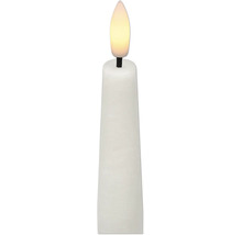 Weiße LED-Stabkerze aus Echtwachs mit flackerndem LED-Licht in Flammenform.