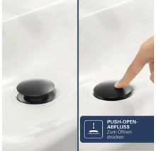 Bonde de vidage clic-clac noir mat pour lavabo. Ouverture et fermeture faciles par simple pression du doigt sur le clapet.