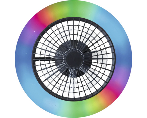 Plafonnier avec ventilateur CCT + RGB Salerno Ø 48,5 cm 20 W plastique et métal noir avec télécommande