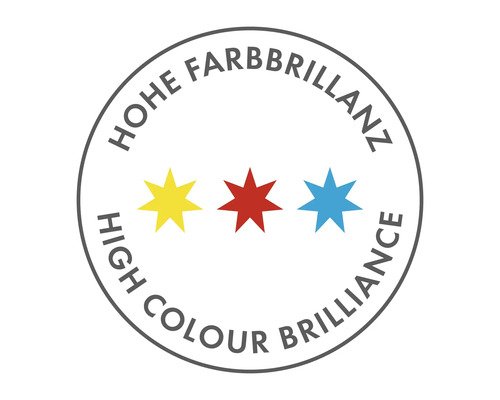 Siegel für hohe Farbbrillanz.