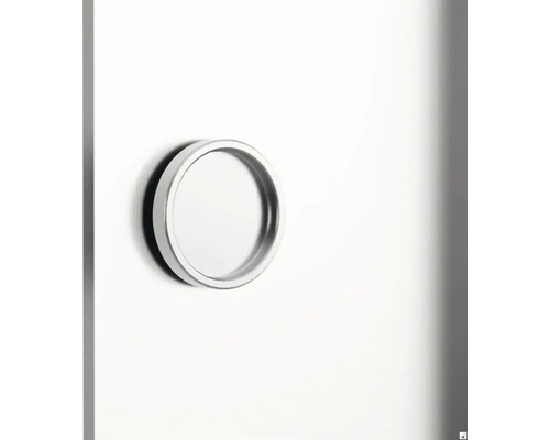Poignée cuvette circulaire en métal pour portes coulissantes.