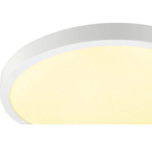 Plafonnier LED rond en plastique avec effet ciel étoilé.