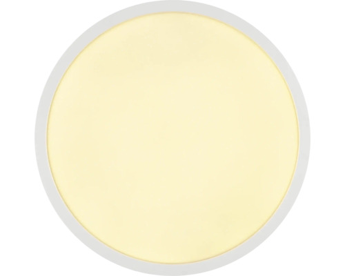 Échantillon de couleur rond pour peinture murale en jaune clair.