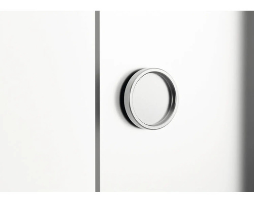 Poignée cuvette ronde en métal pour meubles et portes de placard au design minimaliste.