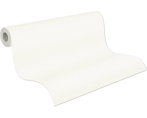 Un rouleau de papier peint blanc lisse, partiellement déroulé.
