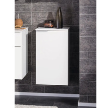 Weißer Badezimmer-Hängeschrank, Seitenschrank für das Bad, wandhängend, minimalistisches Design.