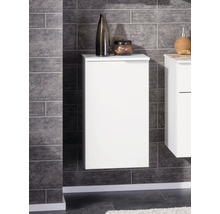 Weißer Bad-Hängeschrank mit modernem Design und griffloser Front.