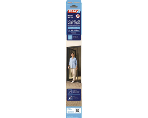 Fliegengitter Lamellentür XL tesa Insect Stop Standard ohne Bohren anthrazit 120x250 cm