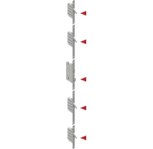 Serrure multipoints en métal pour portes avec crochets pivotants et boîtier de serrure central.