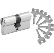 Profilzylinder aus Metall mit sechs Schlüsseln.