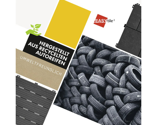 EASYtile Logo. Bodenfliesen aus recycelten Autoreifen, umweltfreundlich.