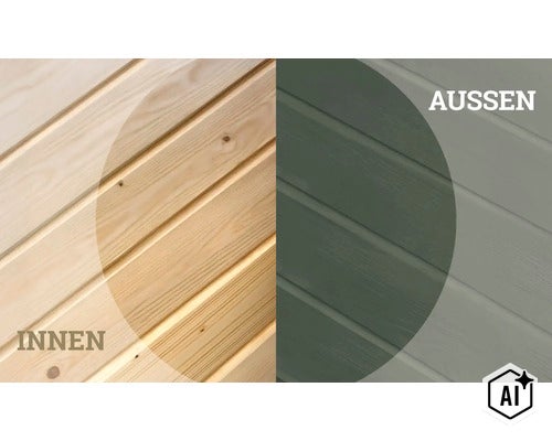 Comparaison de lambris pour utilisation intérieure et extérieure (Image AI modified or generated)