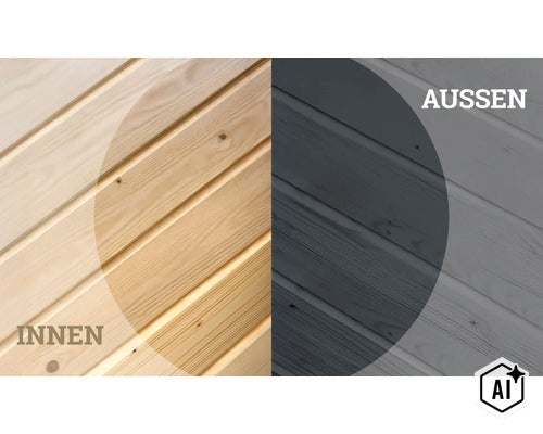 Comparaison de profils en bois pour une utilisation en intérieur et en extérieur pour illustrer le traitement de surface. (Image AI modified or generated)
