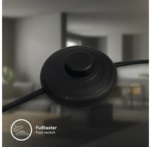 Bouton-poussoir au pied rond, noir, en plastique pour lampadaires avec câble d'alimentation.