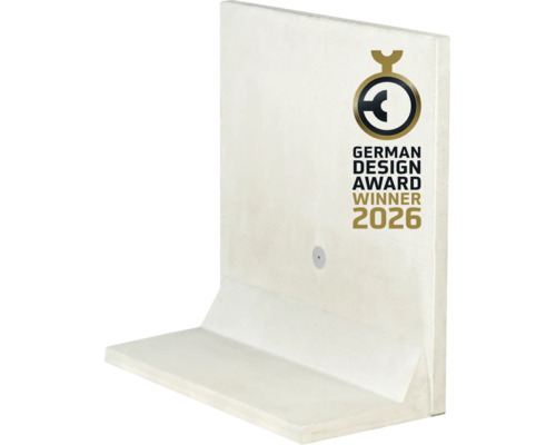 Mauerscheibe L-Stein aus Beton mit Siegel German Design Award Winner 2026.