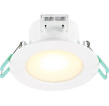 LED-Einbaustrahler in Weiß mit Federklammern für die Deckenmontage, rundes Design.
