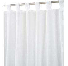 Rideau transparent à pattes en blanc sur une tringle à rideaux.