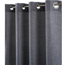 Rideau à œillets en tissu tissé gris foncé sur une tringle