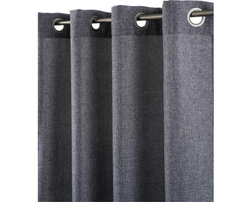 Rideau à œillets en tissu tissé gris foncé sur une tringle