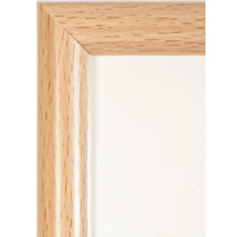 Bilderrahmen in Holzoptik, Detailaufnahme der Gehrungsecke.
