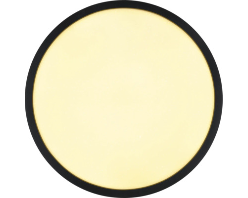 Plafonnier LED rond avec cadre noir.