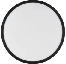 Plafonnier LED rond avec cadre noir et effet ciel étoilé.