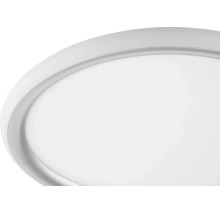 Nahaufnahme eines runden, flachen LED-Panels für Decke oder Wand mit einem schmalen Rahmen.