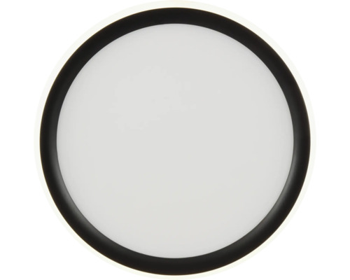 Runde LED-Deckenleuchte mit schwarzem Rand und weißem Diffusor.