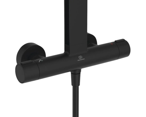 Duschthermostat von Ideal Standard in Schwarz matt, zur Wandmontage mit Anschluss für einen Brauseschlauch.