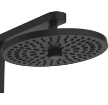 Runder Regenduschkopf Ideal Standard in Mattschwarz mit Antikalk-Düsen.