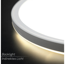 Runde LED-Deckenleuchte mit Backlight-Funktion für indirektes Licht.