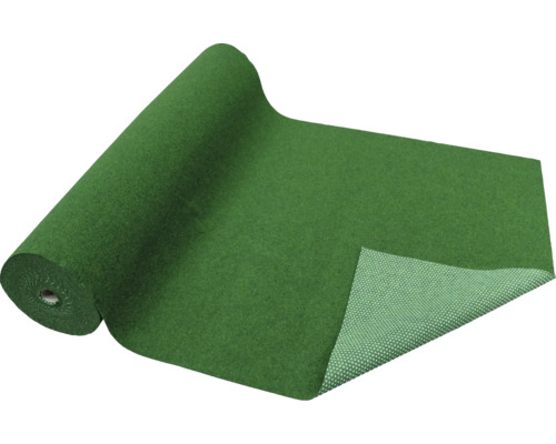 Grüner Kunstrasen als Rollenware mit Drainage-Noppen für Balkon und Terrasse.