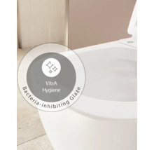 Set WC lavant VitrA V-Care Comfort avec cuvette à fond creux, sans bride, blanc brillant, avec revêtements VitrA Hygiene et VitrA Clean, avec abattant WC 5674B403-6196