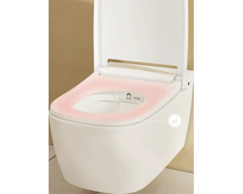 Set WC lavant VitrA V-Care Comfort avec cuvette à fond creux, sans bride, blanc brillant, avec revêtements VitrA Hygiene et VitrA Clean, avec abattant WC 5674B403-6196