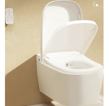 Set WC lavant VitrA V-Care Comfort avec cuvette à fond creux, sans bride, blanc brillant, avec revêtements VitrA Hygiene et VitrA Clean, avec abattant WC 5674B403-6196