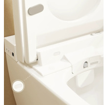 Set WC lavant VitrA V-Care Comfort avec cuvette à fond creux, sans bride, blanc brillant, avec revêtements VitrA Hygiene et VitrA Clean, avec abattant WC 5674B403-6196