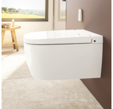 Set WC lavant VitrA V-Care Comfort avec cuvette à fond creux, sans bride, blanc brillant, avec revêtements VitrA Hygiene et VitrA Clean, avec abattant WC 5674B403-6196