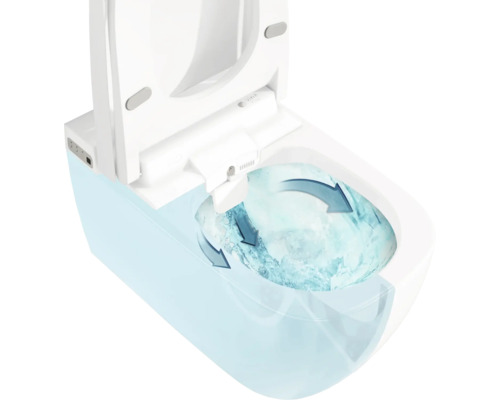 Set WC lavant VitrA V-Care Comfort avec cuvette à fond creux, sans bride, blanc brillant, avec revêtements VitrA Hygiene et VitrA Clean, avec abattant WC 5674B403-6196