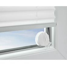 Plissee mit Saugnapf-Befestigung am Fenster, Montage ohne Bohren.