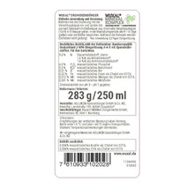Étiquette d'engrais pour orchidées Wuxal avec dosage, ingrédients, complexe minéral et contenance de 250 millilitres.