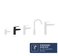 Armatur mat Standard-Auslaf an der Gréisst S fir all regulär Becken.