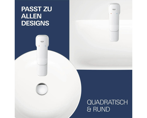 Mitigeur de lavabo GROHE adapté aux lavabos ronds et carrés.