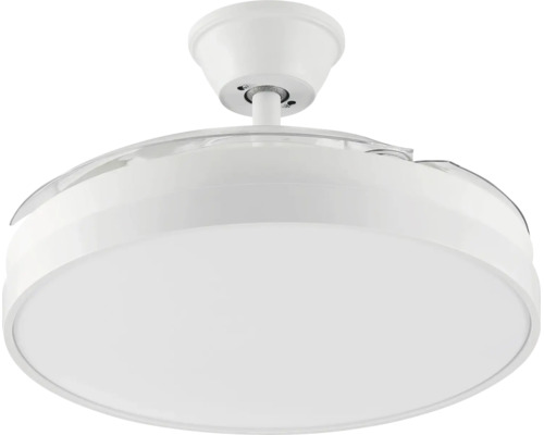 Ventilateur de plafond avec éclairage LED et pales rétractables, design rond