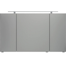 Armoire de toilette à trois portes pour la salle de bains avec éclairage LED horizontal.