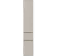Façade étroite gris clair pour armoire haute avec poignées intégrées.