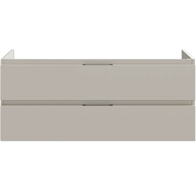 Waschbeckenunterschrank mit zwei Schubladen in Beige.